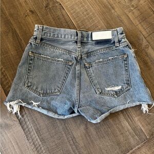 Re/Done Blue Distressed Jean Shorts